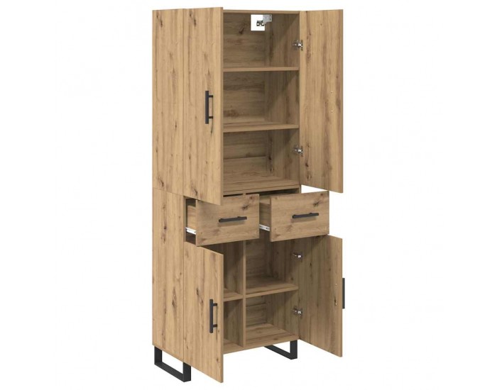 Sonata H Висок шкаф с чекмедже 2 pcs Дъб Инженерна дървесина и стъкло