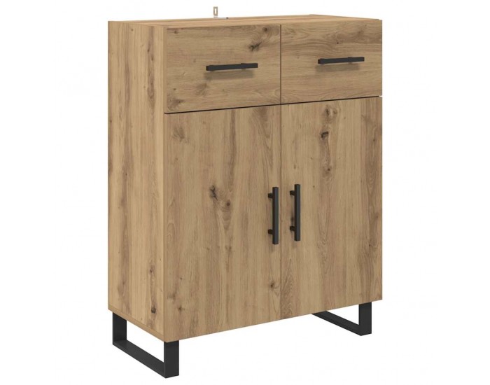 Sonata H Висок шкаф с чекмедже 2 pcs Дъб Инженерна дървесина и стъкло