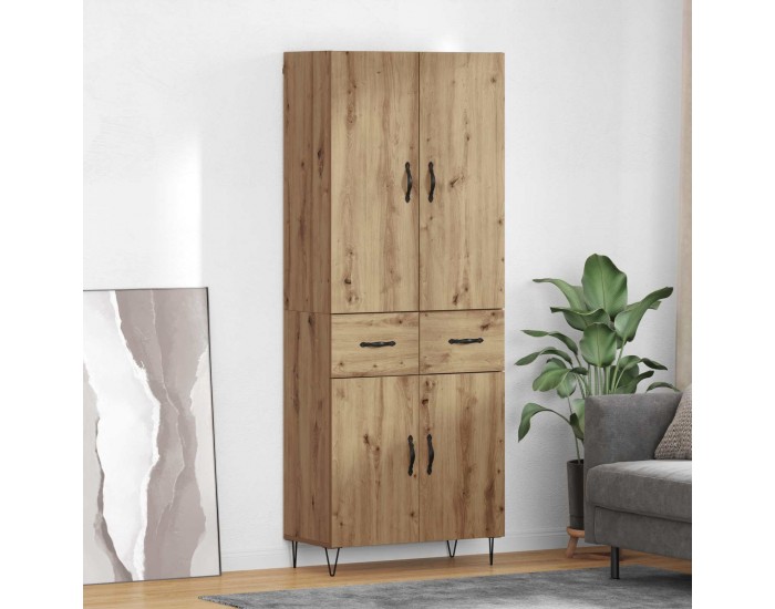 Sonata H Висок шкаф с чекмедже 2 pcs Дъб Инженерна дървесина и стъкло