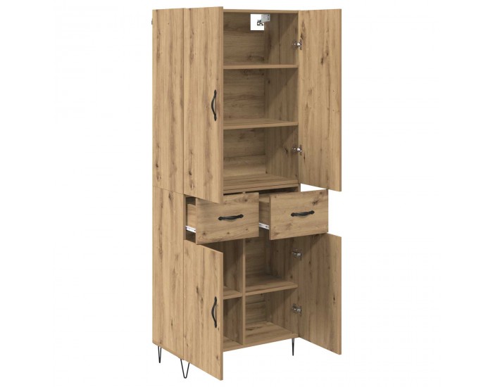 Sonata H Висок шкаф с чекмедже 2 pcs Дъб Инженерна дървесина и стъкло