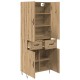 Sonata H Висок шкаф с чекмедже 2 pcs Дъб Инженерна дървесина и стъкло