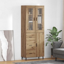 Sonata H Висок шкаф с чекмедже 2 pcs Дъб Инженерна дървесина и стъкло - Corpuri, vitrine, biblioteci modulare