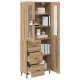 Sonata H Висок шкаф с чекмедже 2 pcs Дъб Инженерна дървесина и стъкло