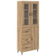 Sonata H Висок шкаф с чекмедже 2 pcs Дъб Инженерна дървесина и стъкло