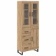Sonata H Висок шкаф с чекмедже 2 pcs Дъб Инженерна дървесина и стъкло