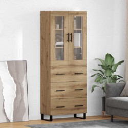 Sonata H Висок шкаф с чекмедже 2 pcs Дъб Инженерна дървесина и стъкло - Corpuri, vitrine, biblioteci modulare