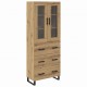 Sonata H Висок шкаф с чекмедже 2 pcs Дъб Инженерна дървесина и стъкло