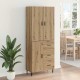 Sonata H Висок шкаф Дъб 69,5 x 34 x 180 см Инженерна дървесина и стъкло