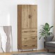 Sonata H Висок шкаф с чекмедже 2 pcs Дъб Инженерна дървесина и стъкло
