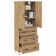 Sonata H Висок шкаф с чекмедже 2 pcs Дъб Инженерна дървесина и стъкло
