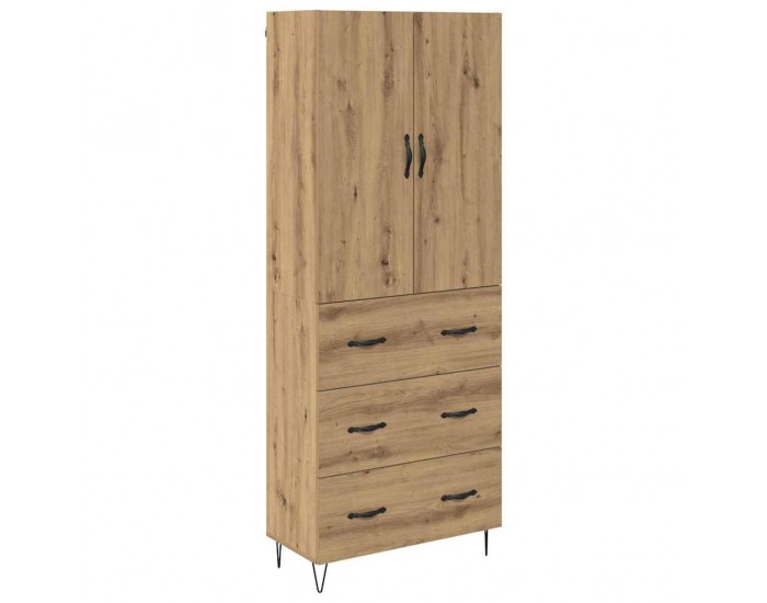 Sonata H Висок шкаф с чекмедже 2 pcs Дъб Инженерна дървесина и стъкло