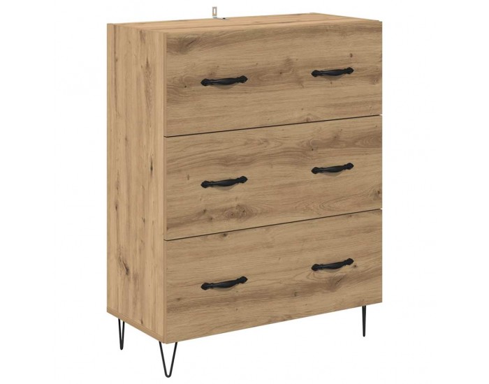 Sonata H Висок шкаф с чекмедже 2 pcs Дъб Инженерна дървесина и стъкло