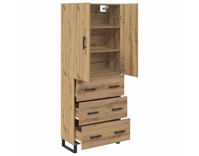 Sonata H Висок шкаф с чекмедже 2 pcs Дъб Инженерна дървесина и стъкло