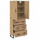 Sonata H Висок шкаф с чекмедже 2 pcs Дъб Инженерна дървесина и стъкло