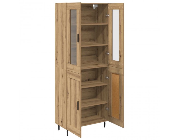 Sonata H Висок шкаф 2 pcs Дъб Инженерна дървесина и стъкло