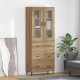 Sonata H Висок шкаф с чекмедже 2 pcs Дъб Инженерна дървесина и стъкло