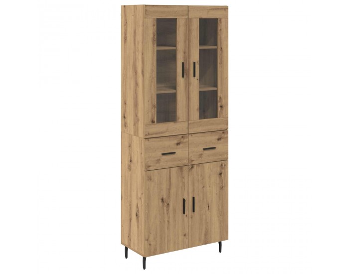 Sonata H Висок шкаф с чекмедже 2 pcs Дъб Инженерна дървесина и стъкло