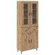 Sonata H Висок шкаф с чекмедже 2 pcs Дъб Инженерна дървесина и стъкло
