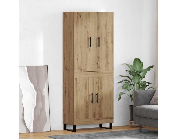 Sonata H Висок шкаф 2 pcs Дъб Инженерна дървесина и стъкло