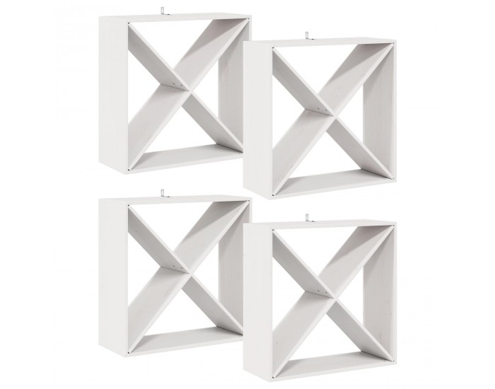 Sonata H Винен рафт 4 pcs Бяло 62 x 25 x 62 cm Солидно борово дърво