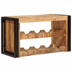 Sonata H Винен рафт Кафяво 100 x 45 x 33 см Солидно грубо мангово дърво - Living