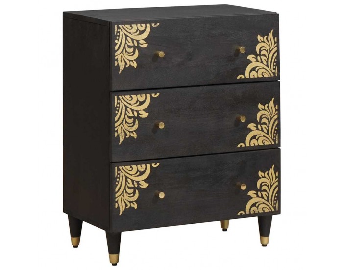 Sonata H Служебен шкаф 2 pcs Черно 60 x 33 x 75 cm Солидно мангово дърво