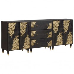 Sonata H Комплект шкафове за баня с рафт 3 pcs Черно 180 x 33 x 75 см - Dulapuri
