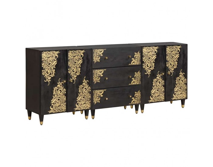 Sonata H Комплект шкафове за баня с рафт 3 pcs Черно 180 x 33 x 75 см