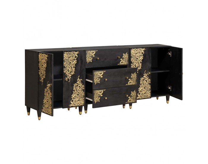 Sonata H Комплект шкафове за баня с рафт 3 pcs Черно 180 x 33 x 75 см