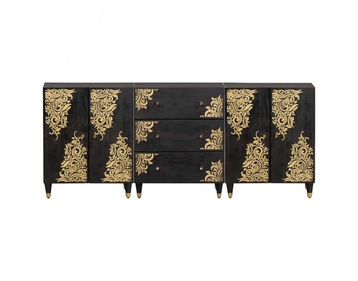 Sonata H Комплект шкафове за баня с рафт 3 pcs Черно 180 x 33 x 75 см