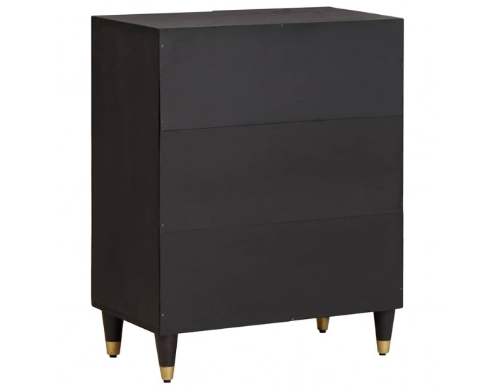 Sonata H Служебен шкаф Черно 60 x 33 x 75 cm Солидно мангово дърво
