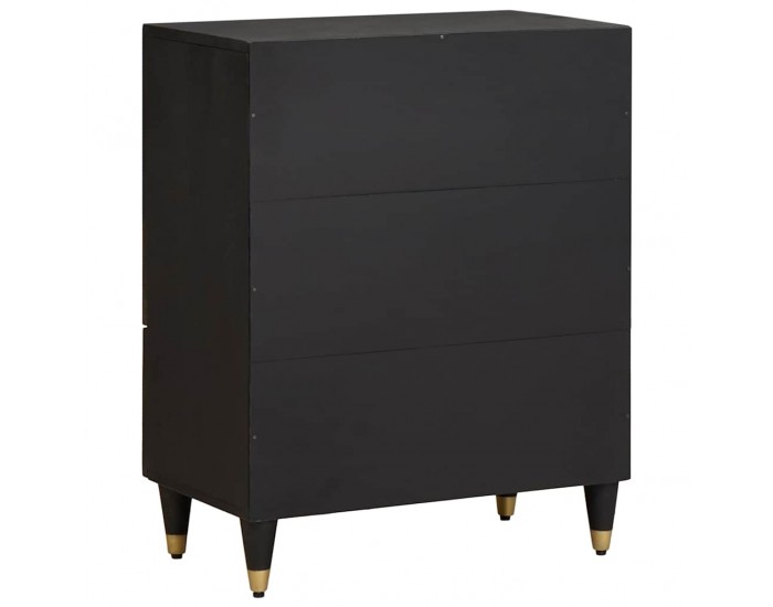 Sonata H Служебен шкаф Черно 60 x 33 x 75 cm Солидно мангово дърво