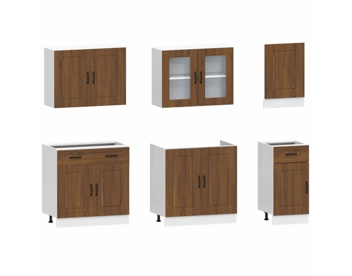 Sonata H Комплект кухненски шкафове, 7 части, Kalmar, кафяв дъб, инженерна дървесина