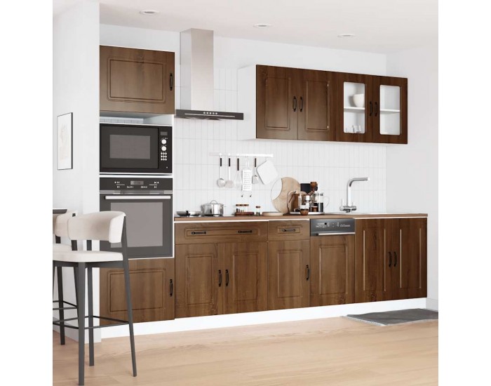 Sonata H Комплект кухненски шкафове, 7 части, Kalmar, кафяв дъб, инженерна дървесина