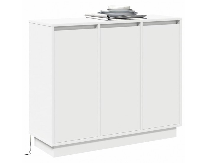 Sonata H LED конзолна маса с рафт Бяло 90 х 32 х 75 см Инженерно дърво