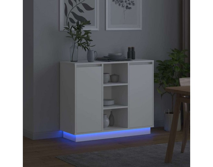 Sonata H LED конзолна маса с рафт Бяло 90 х 32 х 75 см Инженерно дърво