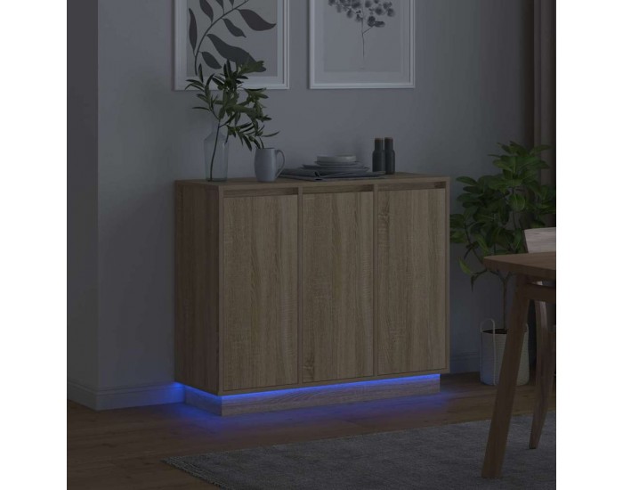 Sonata H LED конзолна маса Сонома дъб 90 х 32 х 75 см Инженерно дърво