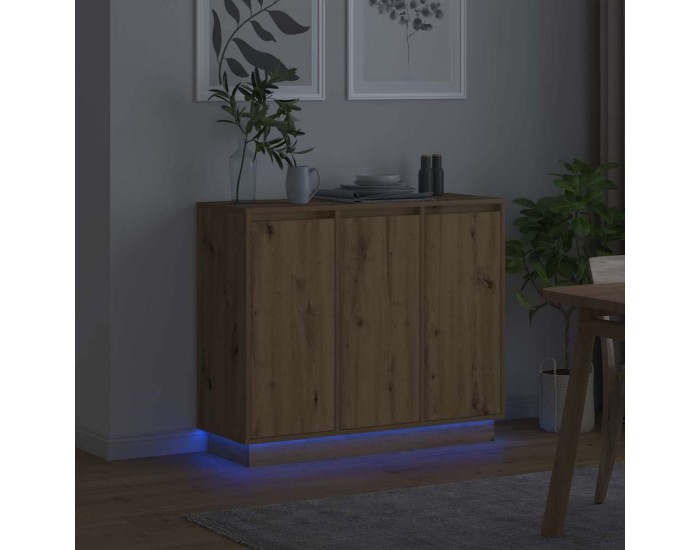 Sonata H LED конзолна маса с рафт Дъб 90 х 32 х 75 см Инженерно дърво