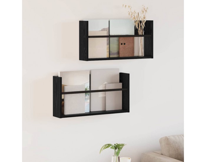 Sonata H Етажерка за списания с рафт 2 pcs Черния дъб 60 x 12 x 30 см