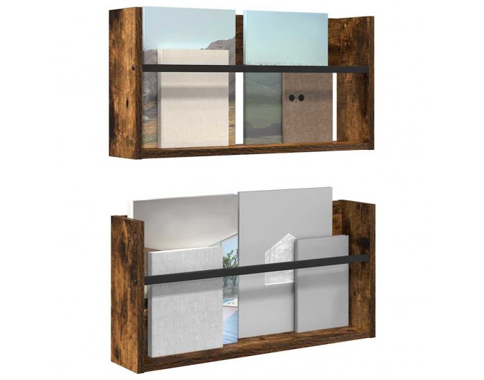 Sonata H Етажерка за списания с рафт 2 pcs Димян дъб 60 x 12 x 30 см