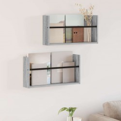 Sonata H Етажерка за списания с рафт 2 pcs Сив Сонома 60 x 12 x 30 см - Ștergătoare și suporturi pentru umbrele