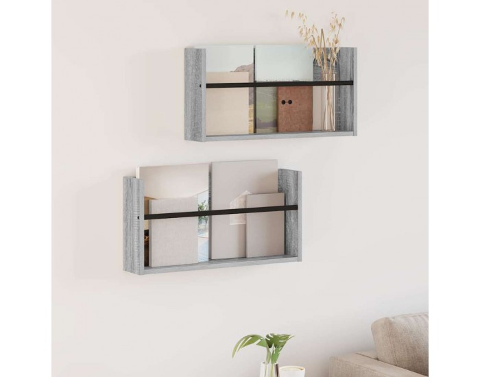 Sonata H Етажерка за списания с рафт 2 pcs Сив Сонома 60 x 12 x 30 см