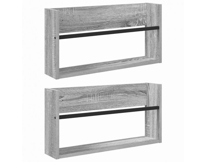 Sonata H Етажерка за списания с рафт 2 pcs Сив Сонома 60 x 12 x 30 см