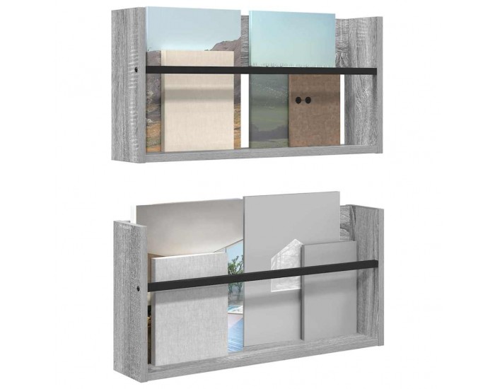 Sonata H Етажерка за списания с рафт 2 pcs Сив Сонома 60 x 12 x 30 см
