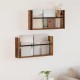 Sonata H Етажерка за списания с рафт 2 pcs Старо дърво 60 x 12 x 30 см