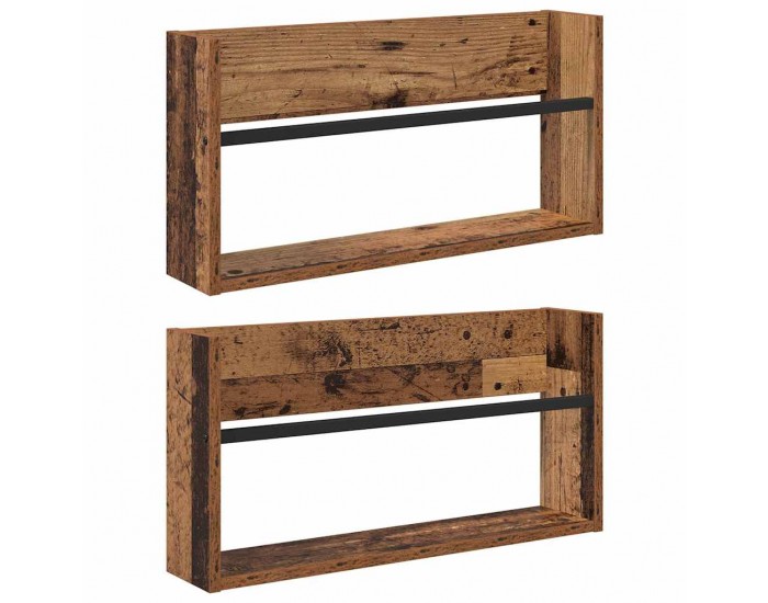 Sonata H Етажерка за списания с рафт 2 pcs Старо дърво 60 x 12 x 30 см