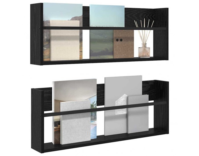 Sonata H Етажерка за списания с рафт 2 pcs Черния дъб 80 x 12 x 30 см
