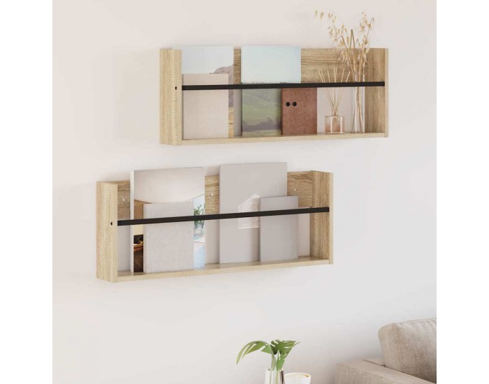 Sonata H Етажерка за списания с рафт 2 pcs Сонома дъб 80 x 12 x 30 см