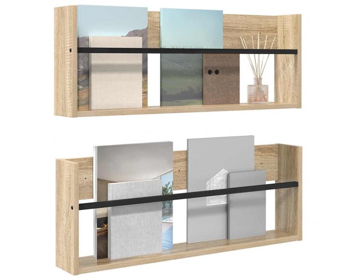 Sonata H Етажерка за списания с рафт 2 pcs Сонома дъб 80 x 12 x 30 см