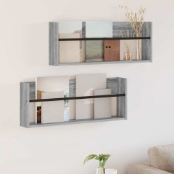Sonata H Етажерка за списания с рафт 2 pcs Сив Сонома 80 x 12 x 30 см - Ștergătoare și suporturi pentru umbrele